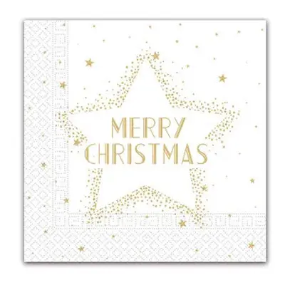 Karácsonyi Gold Merry Christmas Star szalvéta 20 db-os 33x33 cm