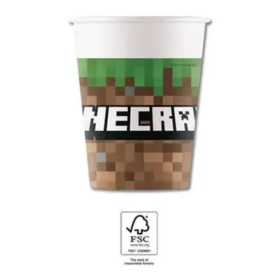 Minecraft Green papír pohár 8 db-os 200 ml FSC