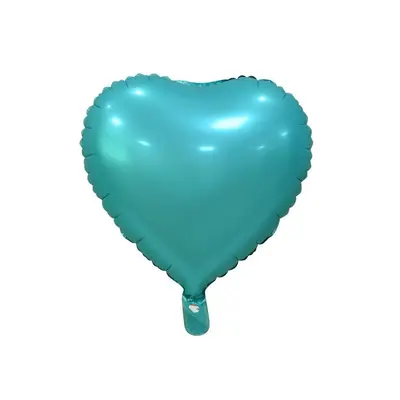 Matt Turquoise Heart, Türkiz szív fólia lufi 37 cm