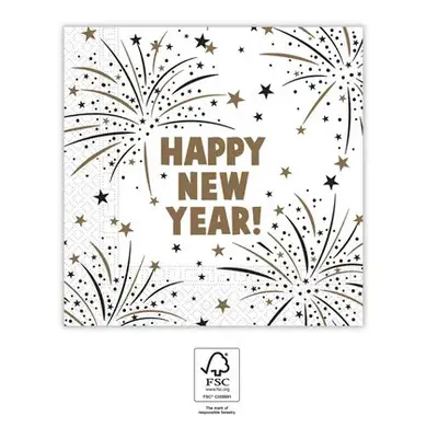 Happy New Year Flares szalvéta 20 db-os 33x33 cm FSC - ÚJ