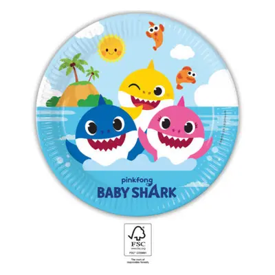 Baby Shark Fun in the Sun papírtányér 8 db-os 23 cm FSC