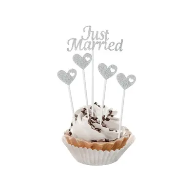 Just Married Silver torta dekoráció 5 db-os