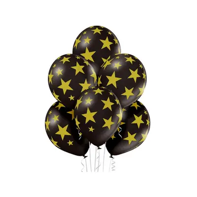 Black Star, Csillagos léggömb, lufi szett 6 db-os 30 cm (12 inch)