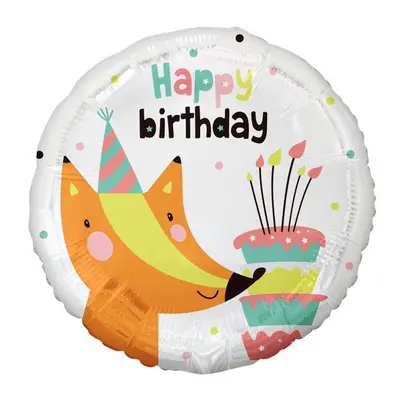 Róka Happy Birthday Fox fólia lufi 36 cm