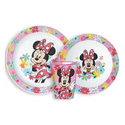 Disney Minnie Spring étkészlet, micro műanyag szett, pohárral 260 ml