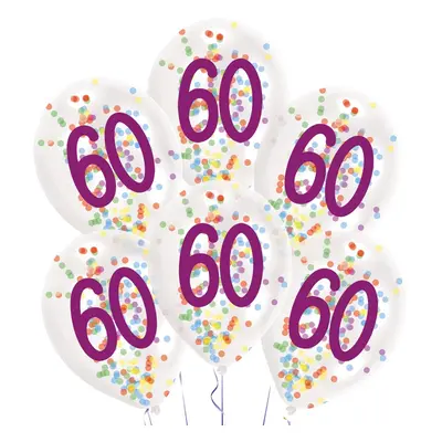 Happy Birthday 60 Droplets konfettivel töltött léggömb, lufi 6 db-os 11 inch (27,5 cm)