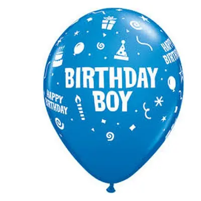 Happy Birthday Boy Blue léggömb, lufi 6 db-os 11 inch (28 cm)