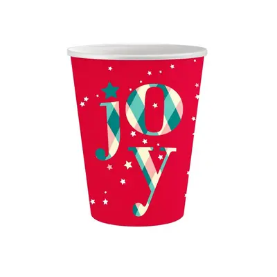 Karácsonyi Red Joy papír pohár 6 db-os 250 ml