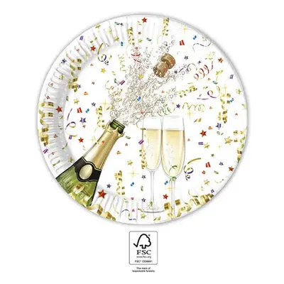 Csillogó ünneplés Sparkling Celebration papírtányér 8 db-os 23 cm FSC