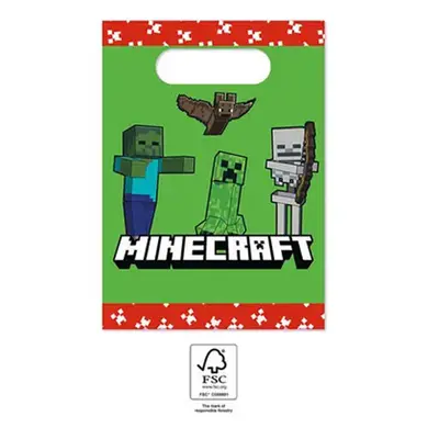 Minecraft Green papír ajándéktasak 4 db-os