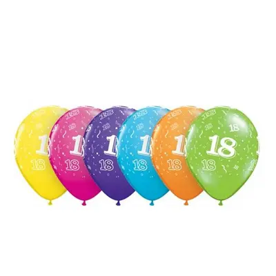 Színes Happy Birthday 18 Pastel Mix léggömb, lufi 6 db-os 11 inch (28cm)