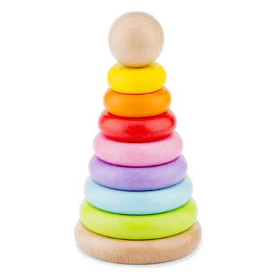 Szivárvány toronyépítő fakarikák - montessori torony játék New Classic Toys