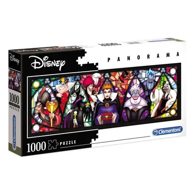 Disney Gonoszok Stained Glass 1000 db-os panorama puzzle Clementoni