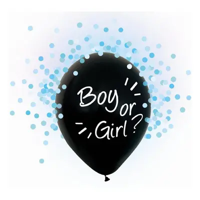 Boy or Girl, Kék konfettivel töltött léggömb, lufi 4 db-os 12 inch (30 cm)