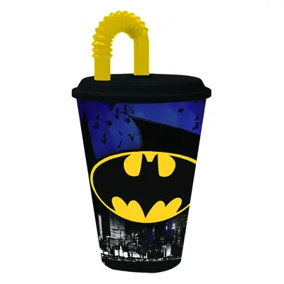 Batman Bat Signal szívószálas pohár, műanyag 430 ml