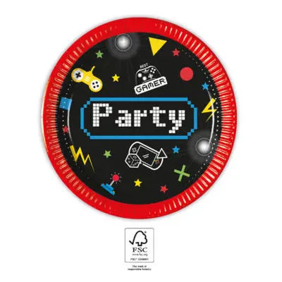 Gaming Party papírtányér 8 db-os 20 cm FSC