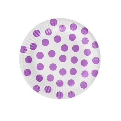 Pöttyös Lavender Polka Dots papírtányér 6 db-os 18 cm