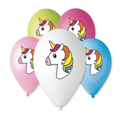 Unicorn Multicolor, Unikornis léggömb, lufi 5 db-os 12 inch (30cm)