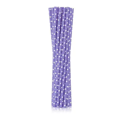 Lila Purple Dots papír szívószál 12 db-os - ÚJ