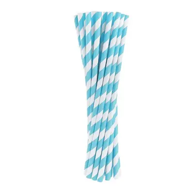 Kék Light Blue Stripes papír szívószál 24 db-os - ÚJ