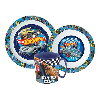 Hot Wheels Blue Fire étkészlet, micro műanyag szett bögrével 350 ml