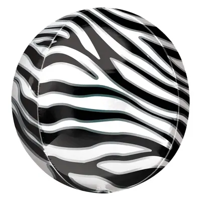 Zebra mintás Gömb fólia lufi 40 cm