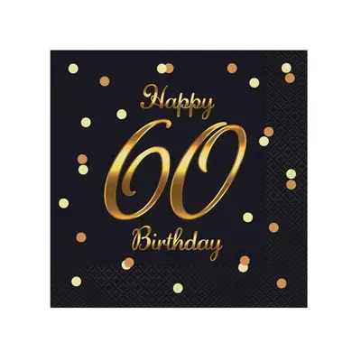 Happy Birthday 60 B&C Gold szalvéta 20 db-os 33x33 cm