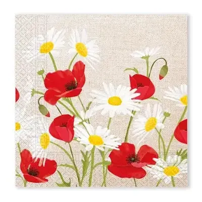 Virág Daisies Poppies szalvéta 20 db-os, 33x33 cm FSC