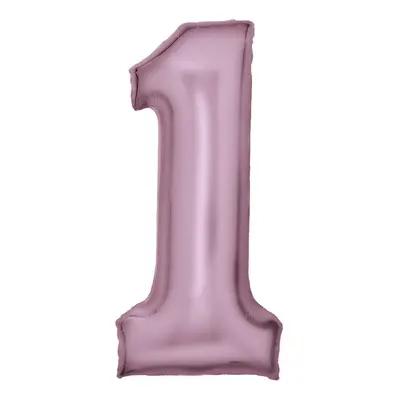 Rózsaszín Lustre Pastel Pink 1-es szám fólia lufi 86 cm