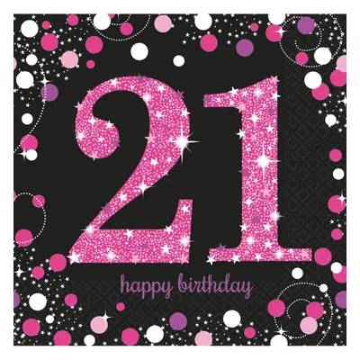 Happy Birthday 21 Pink szalvéta 16 db-os 33x33 cm