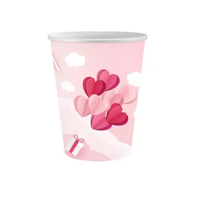 Szerelem Love Is In The Air Pink papír pohár 6 db-os 250 ml