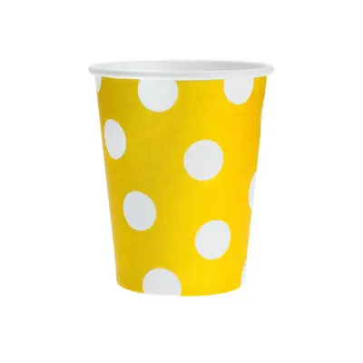 Sárga Yellow Polka Dots papír pohár 6 db-os 270 ml