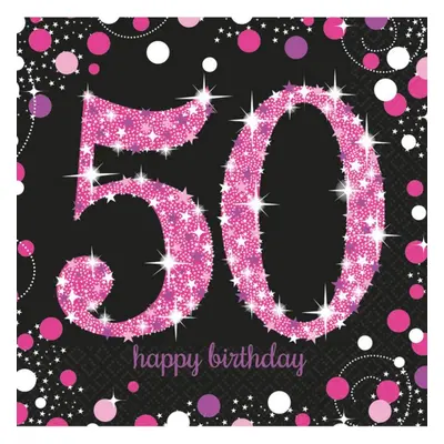 Happy Birthday Pink 50 szalvéta 16 db-os 33x33 cm