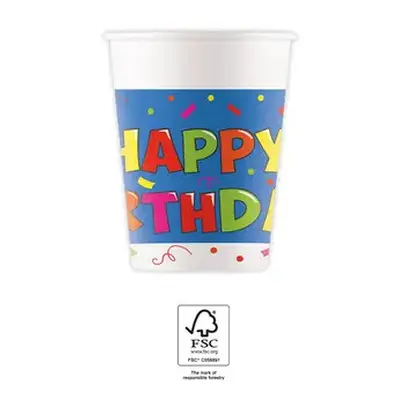 Happy Birthday Kokliko papír pohár 8 db-os 200 ml FSC