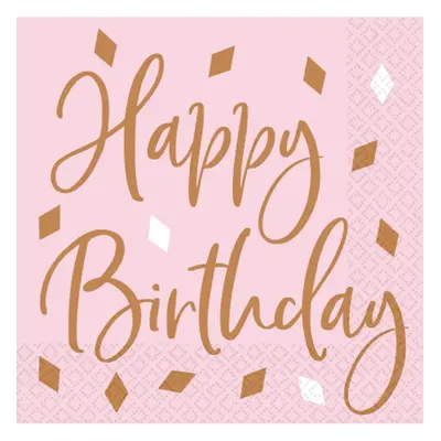 Happy Birthday Blush szalvéta 16 db-os 33x33 cm