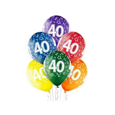 Colorful Happy Birthday 40 léggömb, lufi 6 db-os 12 inch (30cm)