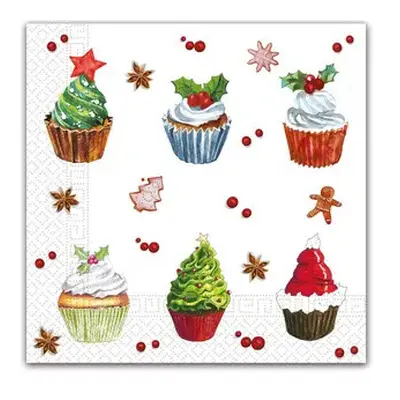 Karácsonyi Christmas Cupcakes szalvéta 20 db-os 33x33 cm