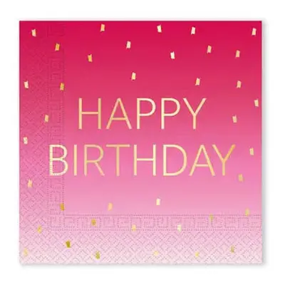 Happy Birthday Golden Pink szalvéta 20 db-os 33x33 cm FSC