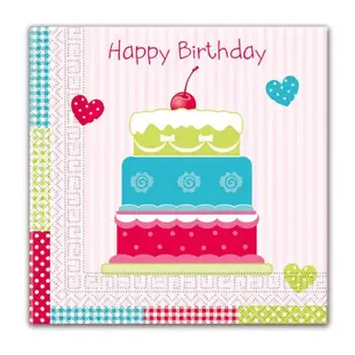 Happy Birthday Cake szalvéta 20 db-os 33x33 cm