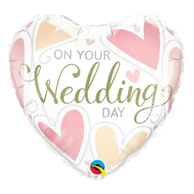 Wedding Day Hearts, Esküvő fólia lufi 46 cm