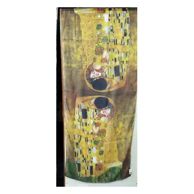 Nagyméretű festményes selyem sál, kendő, stóla - Klimt: A csók - 180*75 cm - ÚJ