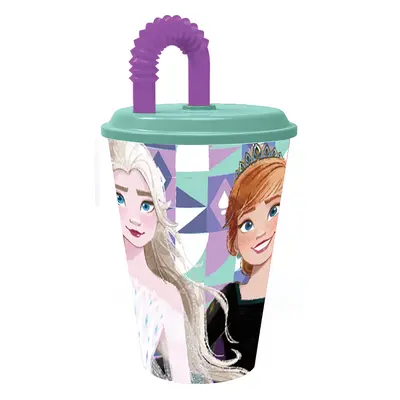 Disney Jégvarázs Ice Magic szívószálas pohár, műanyag 430 ml