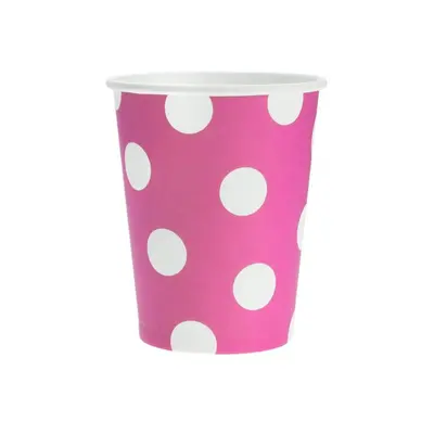 Magenta Polka Dots papír pohár 6 db-os 270 ml