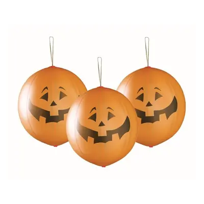 Halloween Tök Pumpkin léggömb, lufi 3 db-os 18 inch (45 cm) szalaggal