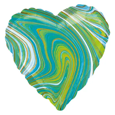 Blue Green Heart, Szív Fólia lufi 43 cm