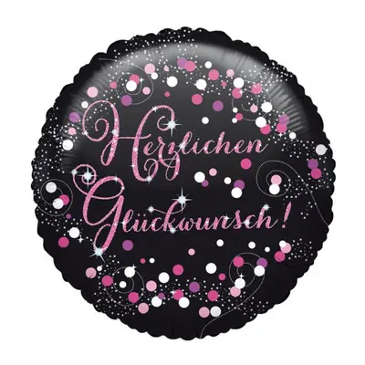 Herzlichen Glückwunsch Pink fólia lufi 45 cm