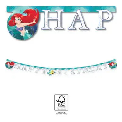 Disney Hercegnők, Ariel Curious Happy Birthday felirat FSC 2 m