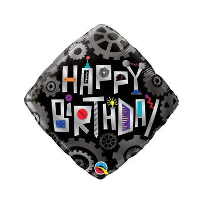 Happy Birthday Robot Cogwheels fólia lufi 46 cm