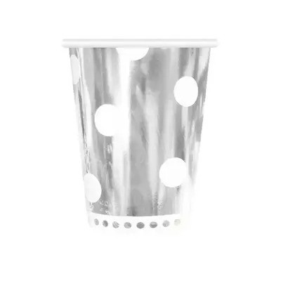 Ezüst B&C Polka Dots Silver papír pohár 6 db-os 266 ml