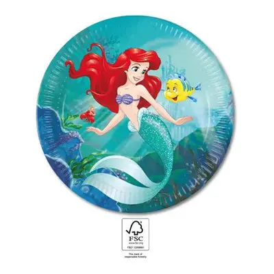 Disney Hercegnők, Ariel Curious papírtányér 8 db-os 23 cm FSC